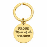 Proud Mom Of A Soldier Goldtone Keychain