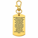 Saint Michael Prayer Goldtone Clip On DogTag Charm