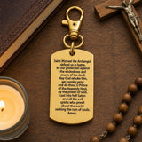 Saint Michael Prayer Goldtone Clip On DogTag Charm