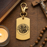 Saint Michael Prayer Goldtone Clip On DogTag Charm