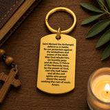 Saint Michael Prayer Goldtone Stainless Keychain