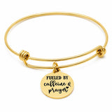 Fueled By Caffeine And Prayer Goldtone Bracelet