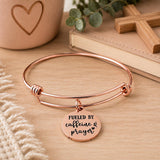 Fueled By Caffeine Prayer Rose Goldtone Bracelet