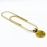 She Is Clothed Goldtone Bookmark Print Font