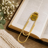 She Is Clothed Goldtone Bookmark Print Font