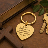Iron Sharpens Iron Goldtone Heart Keychain