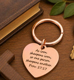 Iron Sharpens Iron Rose Goldtone Heart Keychain