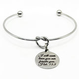 God Never Leaves Us Cuff Charm Bracelet