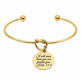 God Never Leaves Us Goldtone Cuff Charm Bracelet