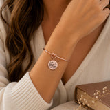 God Never Leaves Us Print Rose Goldtone Bracelet