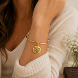 Serenity Prayer Goldtone Cuff Charm Bracelet