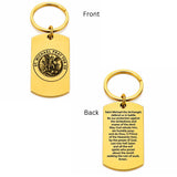Saint Michael Prayer Goldtone Stainless Keychain
