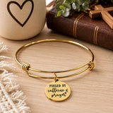 Fueled By Caffeine And Prayer Goldtone Bracelet