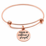 Fueled By Caffeine Prayer Rose Goldtone Bracelet
