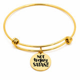 Not Today Satan Goldtone Charm Bracelet Faith Gift