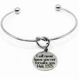 God Never Leaves Us Print Cuff Charm Bracelet
