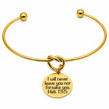 God Never Leaves Us Print Goldtone Cuff Bracelet
