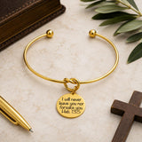 God Never Leaves Us Print Goldtone Cuff Bracelet