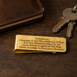 Grandson Courage Encouragement Goldtone Money Clip