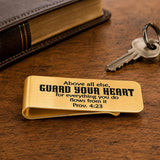 Guard Your Heart Scripture Goldtone Money Clip