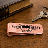 Guard Your Heart Rose Goldtone Money Clip