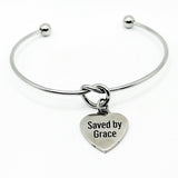 Saved By Grace Stainless Steel Charm Bracelet