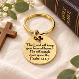 Psalm 121 7 Christian Protection Goldtone Keychain