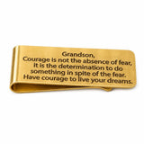 Grandson Courage Encouragement Goldtone Money Clip