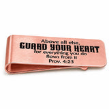 Guard Your Heart Rose Goldtone Money Clip