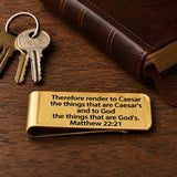 Render To Caesar Scripture Goldtone Money Clip