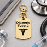 Diabetic Type 2 Goldtone Medical Clip On Charm