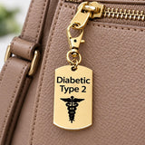 Diabetic Type 2 Goldtone Medical Clip On Charm