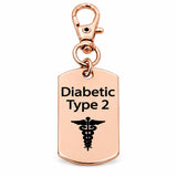 Diabetic Type 2 Rose Goldtone Clip On Charm