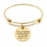 The Lord Will Keep You From Harm Goldtone Bangle