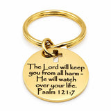 Psalm 121 7 Christian Protection Goldtone Keychain