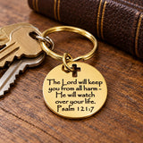 Psalm 121 7 Christian Protection Goldtone Keychain