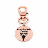 Anaphylaxis Carries EpiPen Rose Goldtone Charm