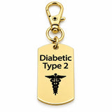Diabetic Type 2 Goldtone Medical Clip On Charm