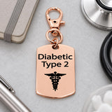 Diabetic Type 2 Rose Goldtone Clip On Charm