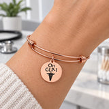 On GLP-1 Rose Goldtone Notice Charm Bracelet