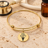 On GLP-1 Goldtone Notice Charm Bracelet