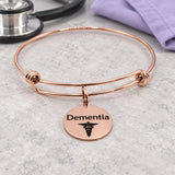 Dementia Rose Goldtone Medical Charm Bracelet