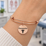 Dementia Rose Goldtone Medical Charm Bracelet