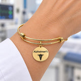 Alzheimers Goldtone Medical Charm Bracelet