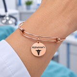Alzheimers Rose Goldtone Medical Charm Bracelet