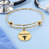 Alzheimers Goldtone Medical Charm Bracelet