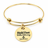 Hold Fast Without Wavering Goldtone Charm Bracelet