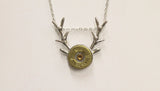 Deer Antlers Shotgun Shell Necklace, Country Western Shotgun Shell Jewelry Gift For Her, Hunting Jewelry, Deer Horns Jewelry Girlfriend Gift