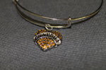 Grandma Heart Orange Crystal Charm Expanding Bangle Bracelet