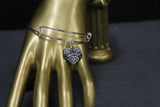 Grandma Heart Clear Crystal Charm Expanding Bangle Bracelet